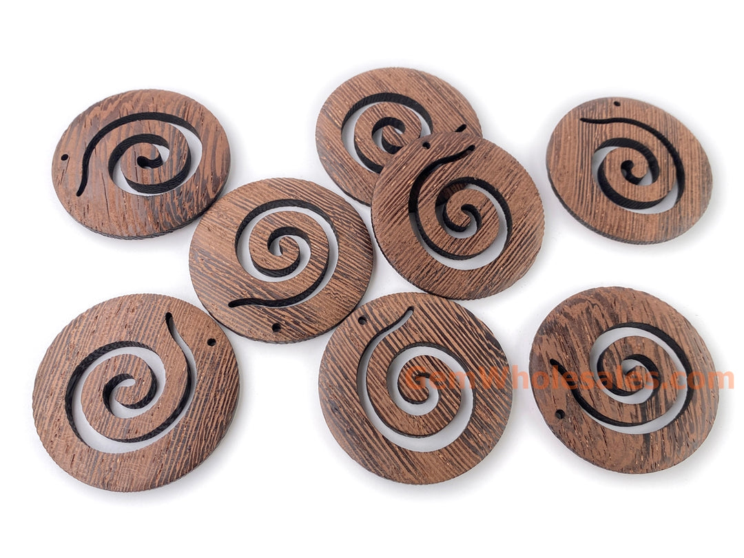 10pcs 50mm Brown Wooden round pendant, wood earrings charm
