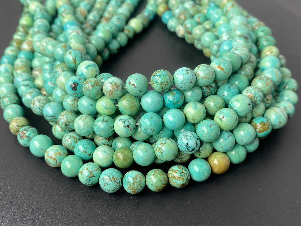 15" 10mm Turquoise greenish Blue howlite round beads