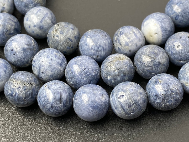 15.5" 10mm Natural blue coral Round semi precious stone beads