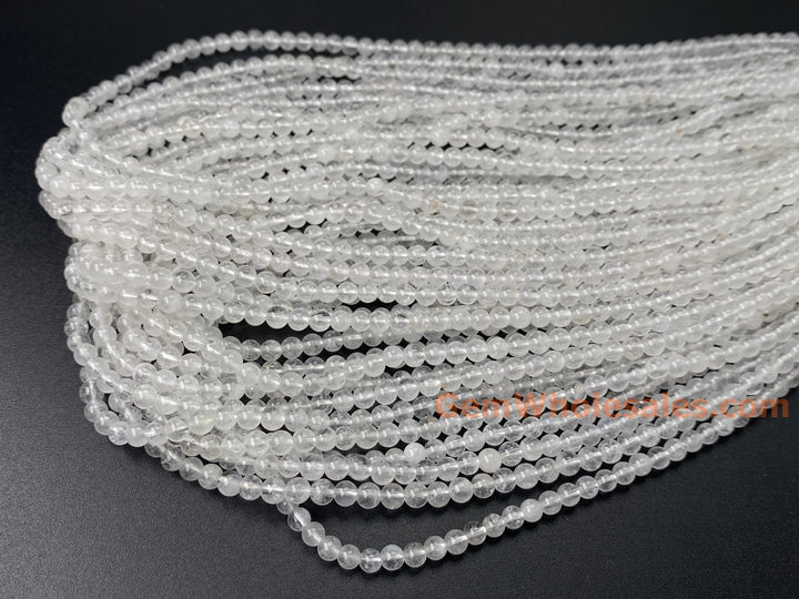 15" 4mm Natural rock crystal quartz round beads with inclusion