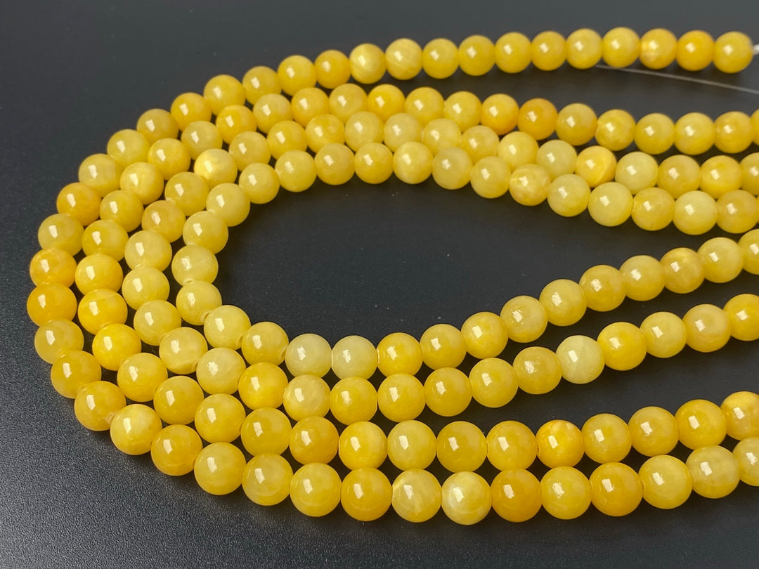 15.5" 8mm/10mm/12mm gold yellow dyed jade Round beads