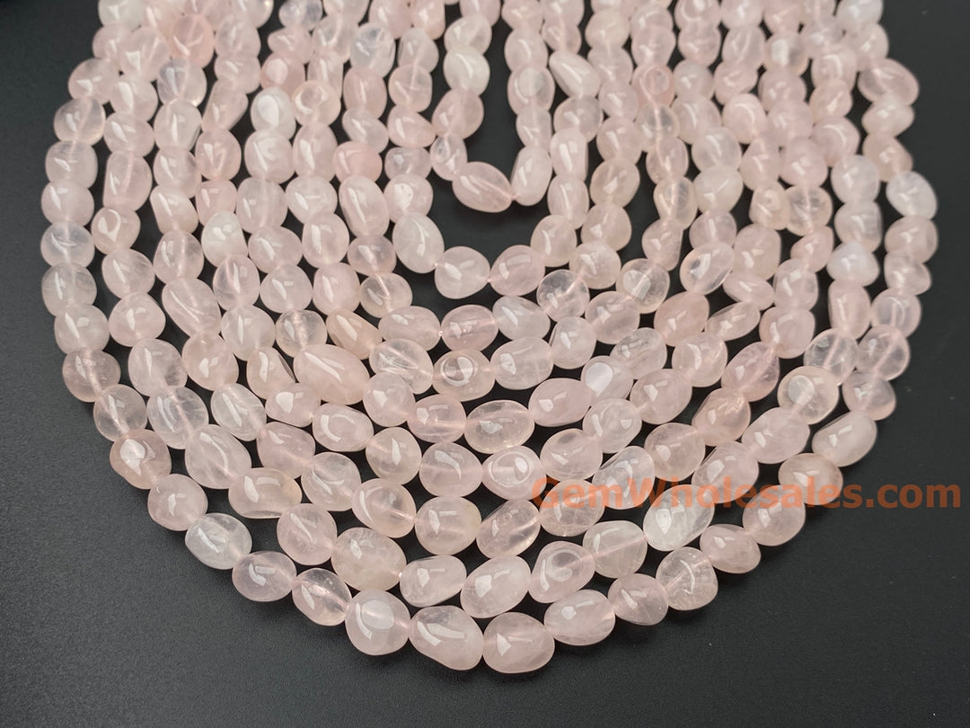 15.5" 8x10mm Natural rose quartz pebbles/nugget beads