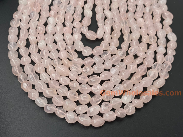 15.5" 8x10mm Natural rose quartz pebbles/nugget beads