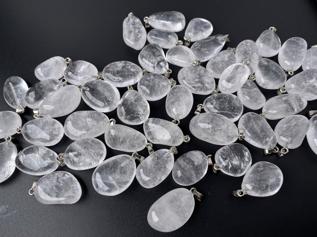2PC 25~30mm Natural rock crystal quartz nugget pendant