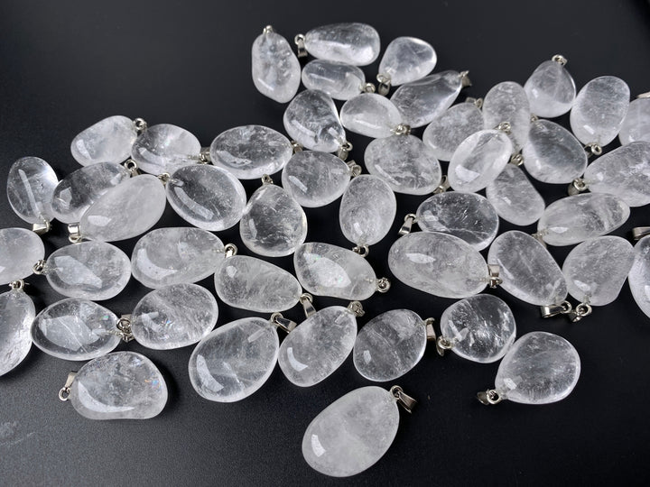 2PC 25~30mm Natural rock crystal quartz nugget pendant