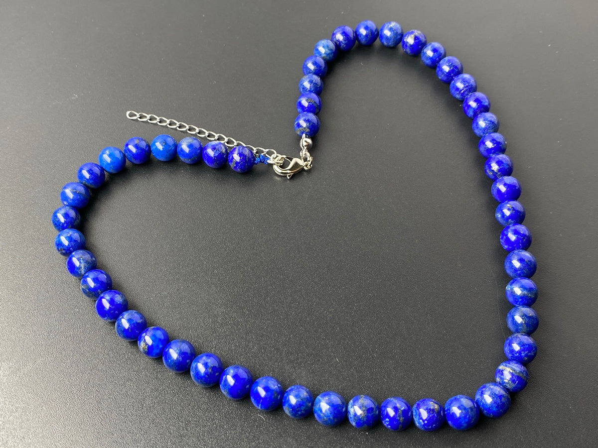 16" 8mm AA Natural Lapis lazuli stone round beads necklace, gift for him