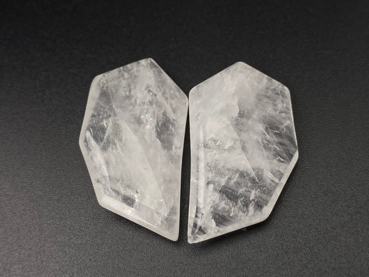 1PC 40x20mm Natural Clear Quartz Geometric Faceted Pendant