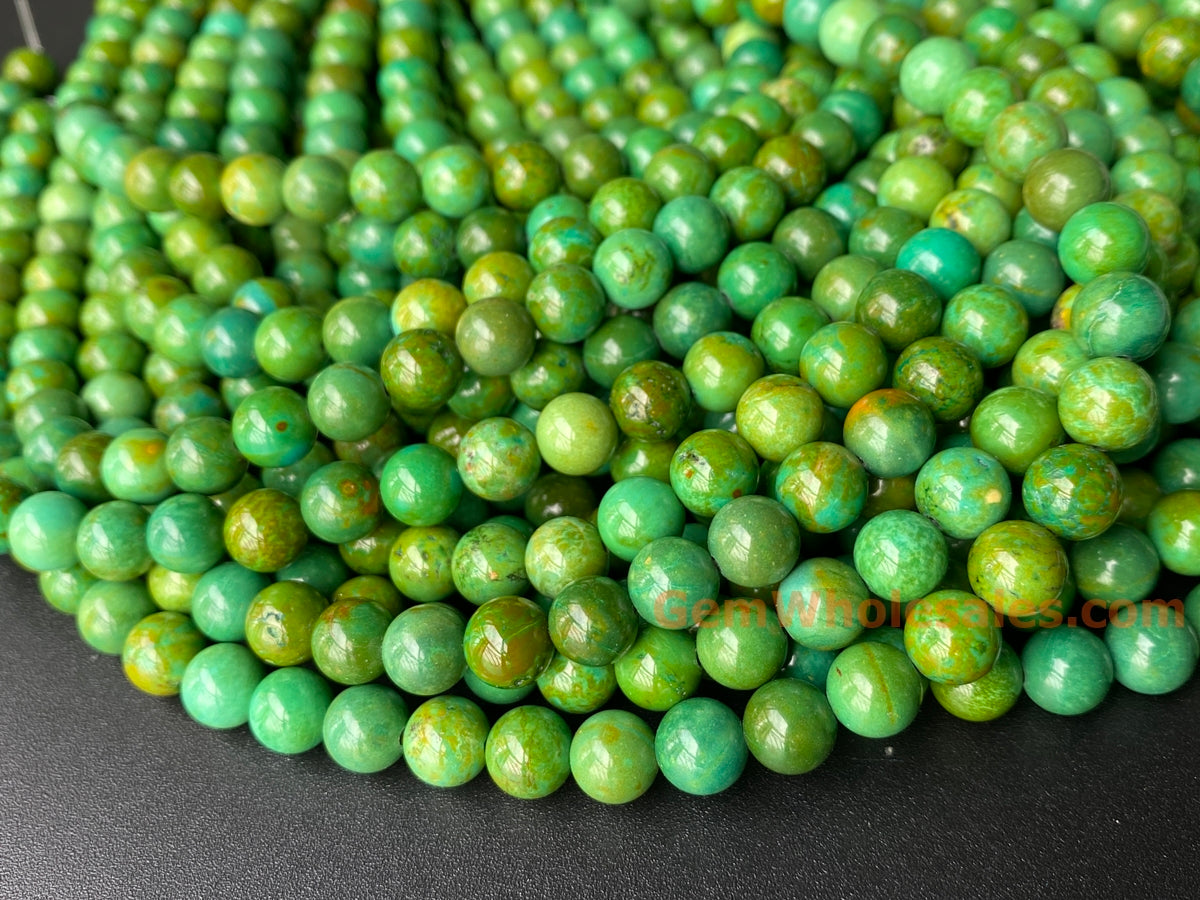 15" 6mm/8mm yellow green howlite turquoise round beads