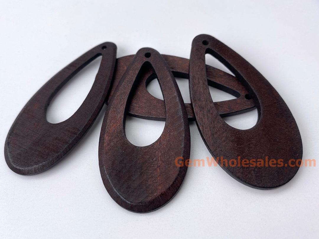 60x29mm Coffee brown Wooden teardrop pendant, charms, 10pcs