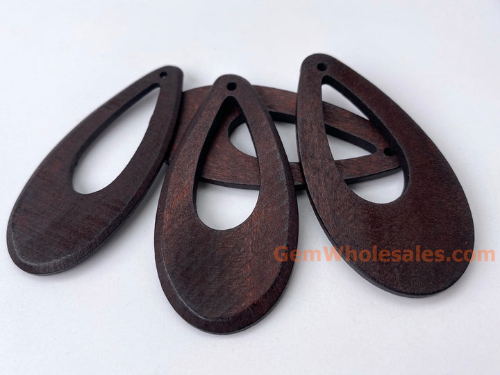 60x29mm Coffee brown Wooden teardrop pendant, charms, 10pcs