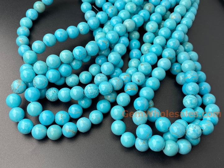 15.5" 10mm Blue howlite stone round beads, 2mm big hole