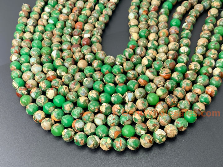 15.5" 10mm green Sea Sediment round beads,emperor jasper, Terra Jasper
