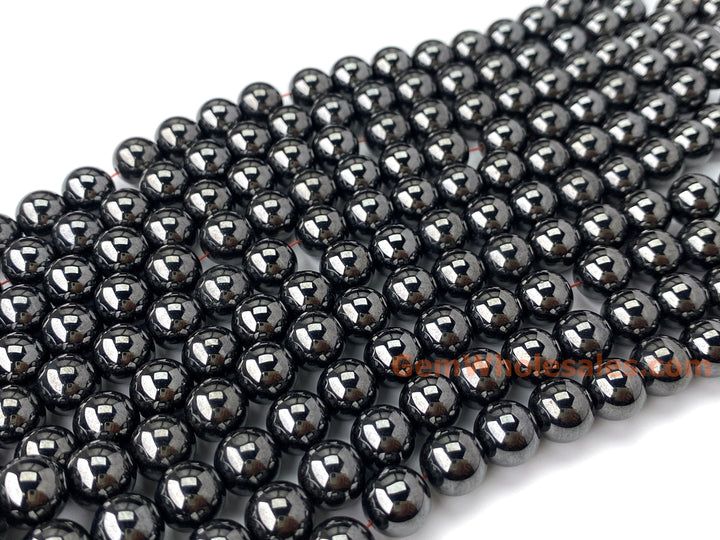 Magnetic hematite stone 6mm/8mm/10mm round beads, 15.5"