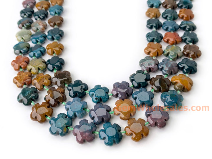 15.5" 15mm/20mm natural ocean jasper flower jewelry beads
