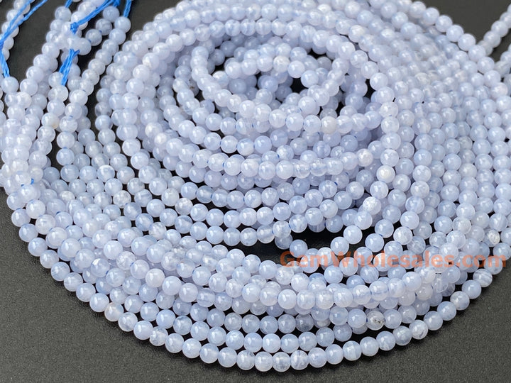 15.5" 2mm natural blue lace Agate Round jewelry beads