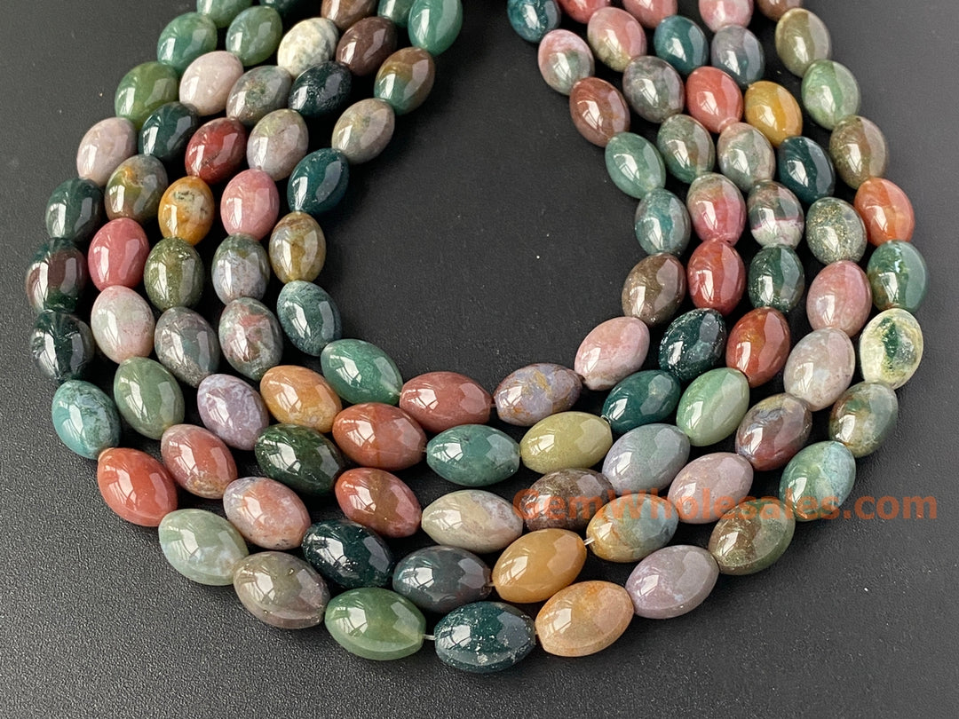 10x14mm Natural Indian agate oval beads, 15.5"