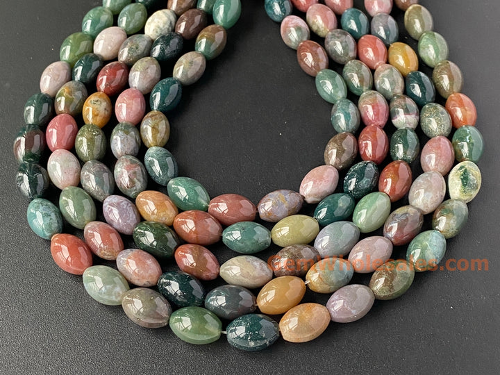 10x14mm Natural Indian agate oval beads, 15.5"