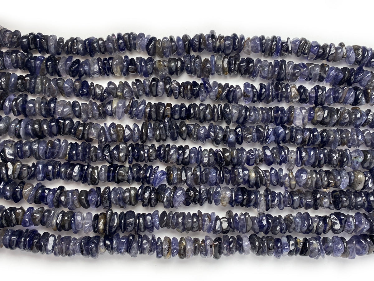 16" 10~15mm Natural Iolite stone tumbled chips beads strand