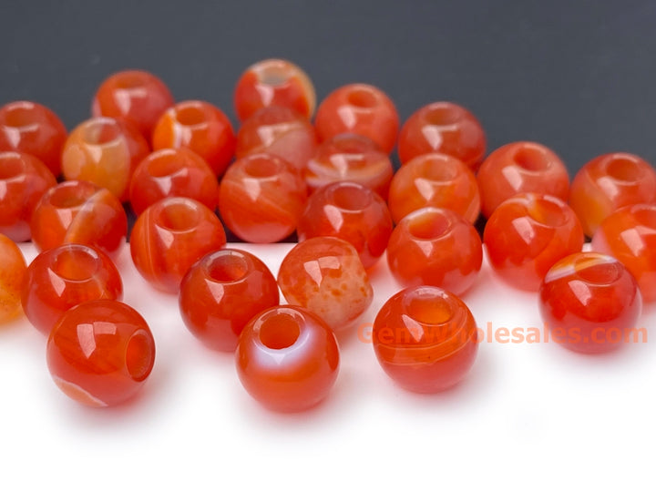 20pcs 8mm red stripe agate round beads, 3mm big hole