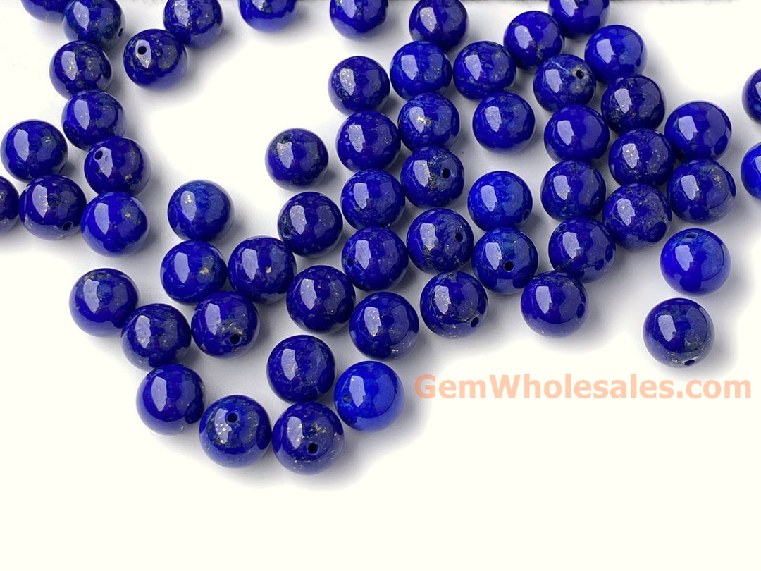 10PCS AAA 8mm natural genuine Lapis lazuli stone round beads halfdrilled