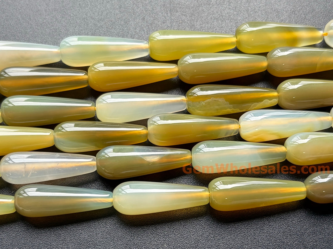 10x30mm Yellow agate teardrop beads, DIY jewelry pendant, 15.5"