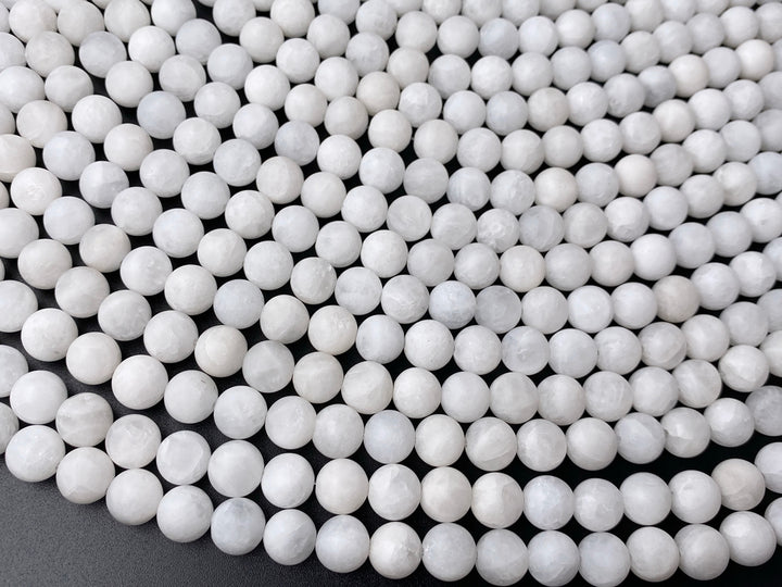 15" natural 10mm matte crack white jade Round beads
