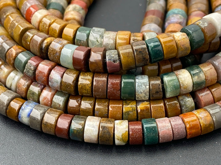 3x6mm natural ocean jasper Heishi beads for jewelry making