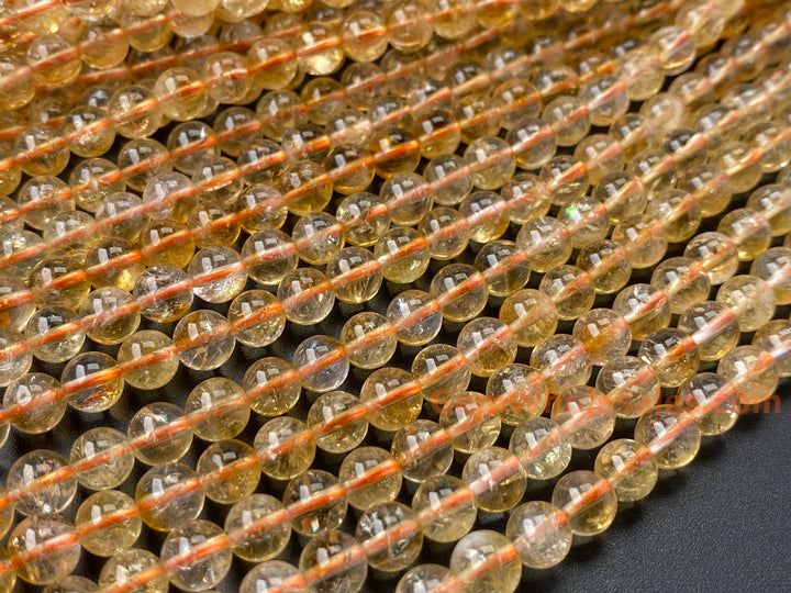 Perles rondes en citrine naturelle de 6 mm, 15,5 pouces, pierre précieuse, pierre semi-précieuse, quartz jaune