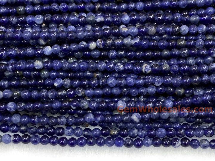 15" 2mm natural sodalite stone tiny round beads