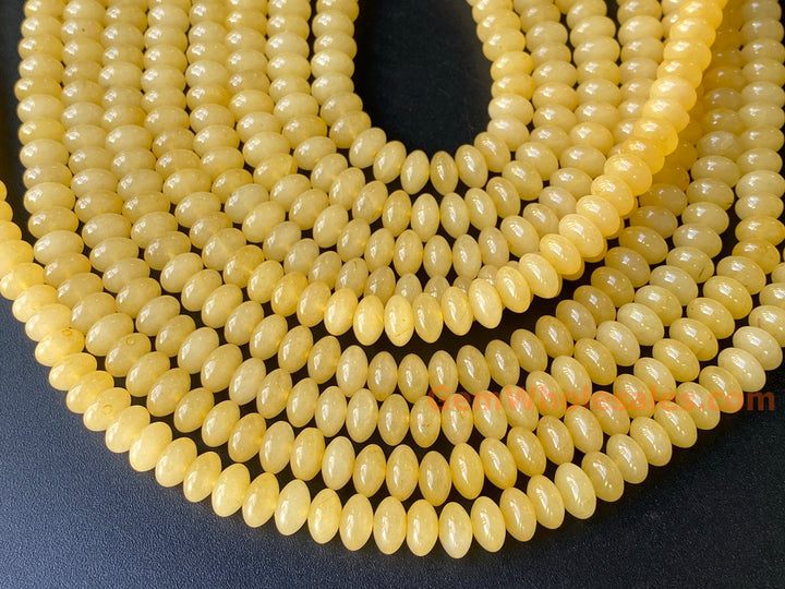 15.5" 8x4mm Natural yellow jade rondelle beads,disc beads, roundel beads 8x4mm