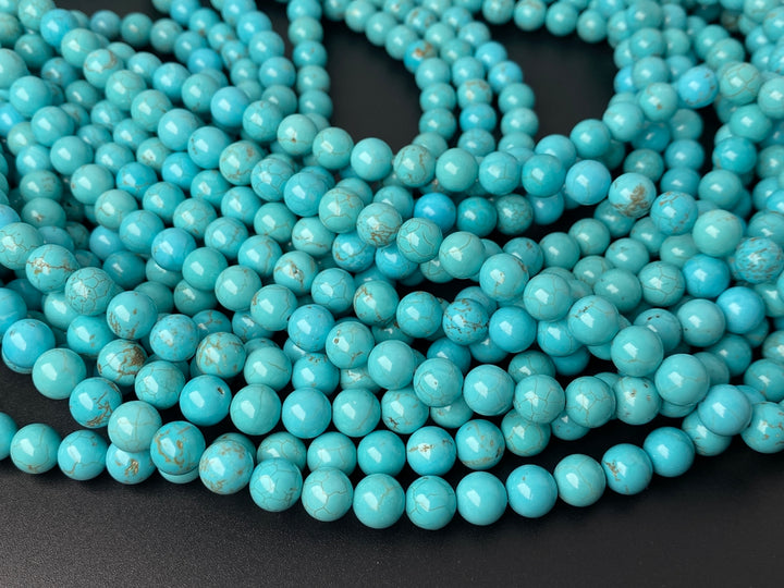 15.5" 4mm Blue howlite stone round beads