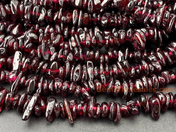 32" AA 5x10mm Natural red Garnet stone chips beads, nice polish