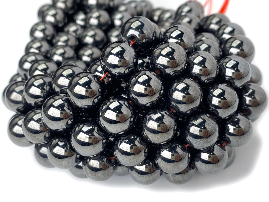 Magnetic hematite stone 6mm/8mm/10mm round beads, 15.5"