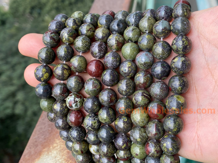 15.5" 8mm/10mm Natural green Australia dragon blood jade Round beads