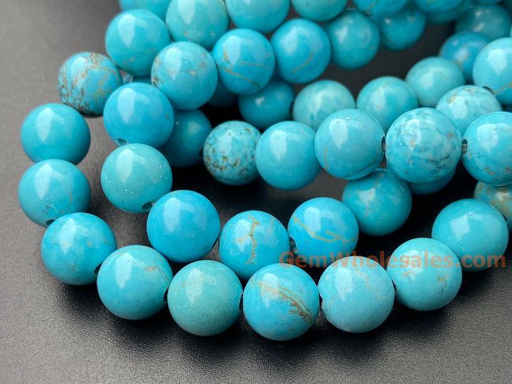 15.5" 10mm Blue howlite stone round beads, 2mm big hole
