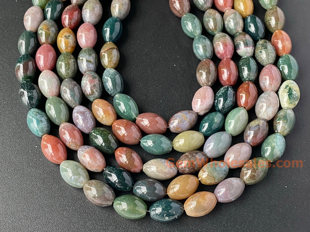 10x14mm Natural Indian agate oval beads, 15.5"