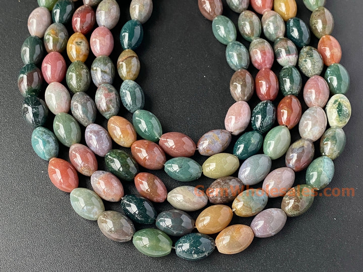 10x14mm Natural Indian agate oval beads, 15.5"