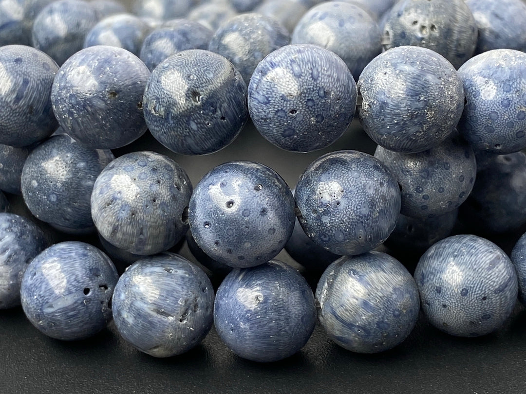15.5" 10mm Natural blue coral Round semi precious stone beads