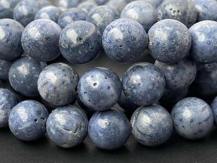 15.5" 10mm Natural blue coral Round semi precious stone beads