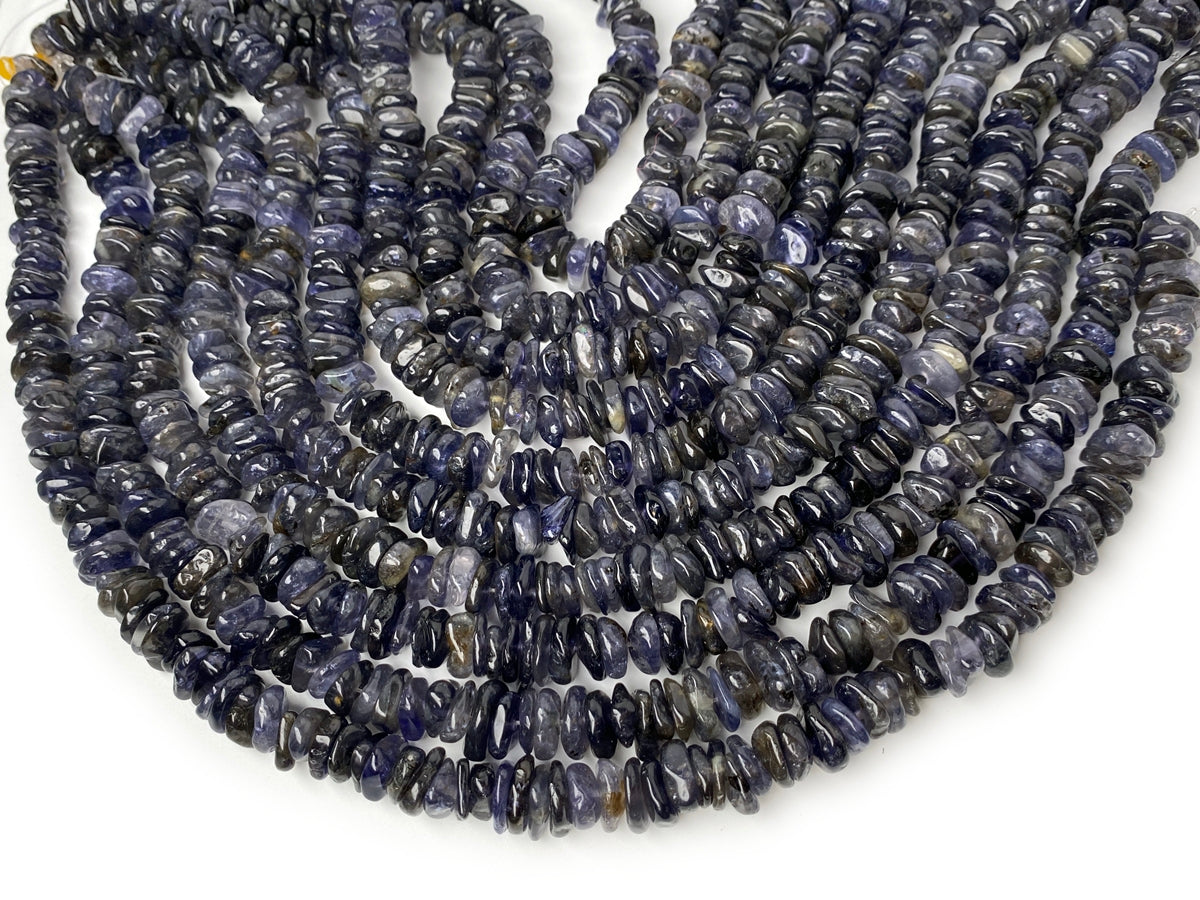 16" 10~15mm Natural Iolite stone tumbled chips beads strand