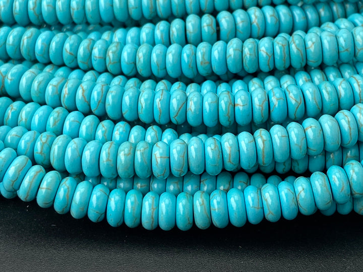 15" 2~3x6mm Blue artificial turquoise wheel beads, howlite rondelle beads