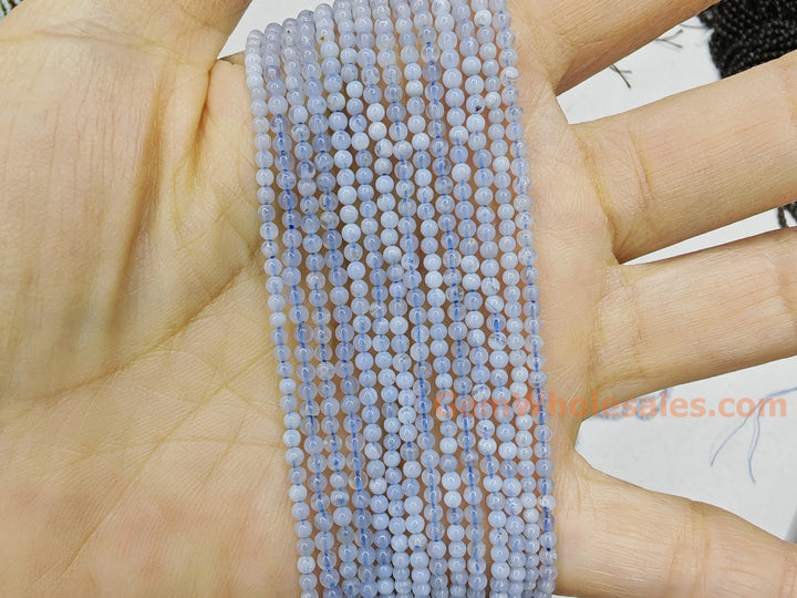 15.5" 2mm natural blue lace Agate Round jewelry beads