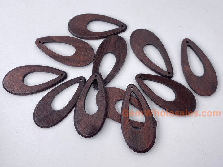 60x29mm Coffee brown Wooden teardrop pendant, charms, 10pcs