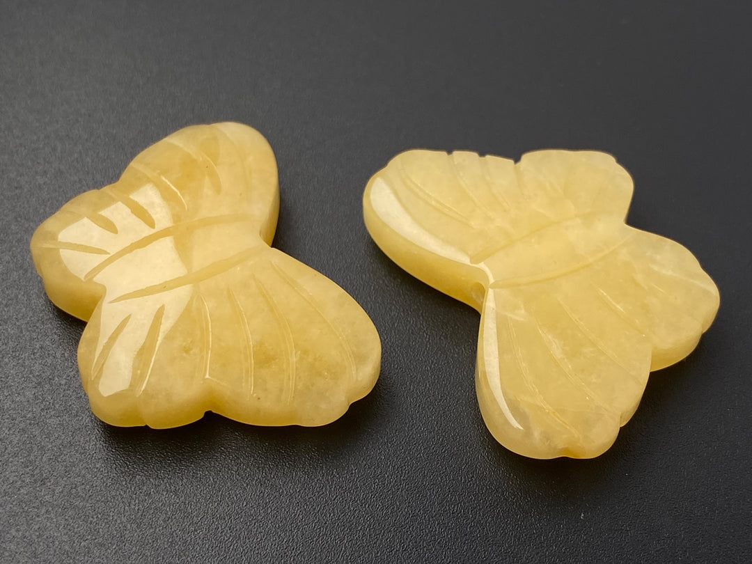 1PC 28x38mm natural yellow jade carving butterfly pendant