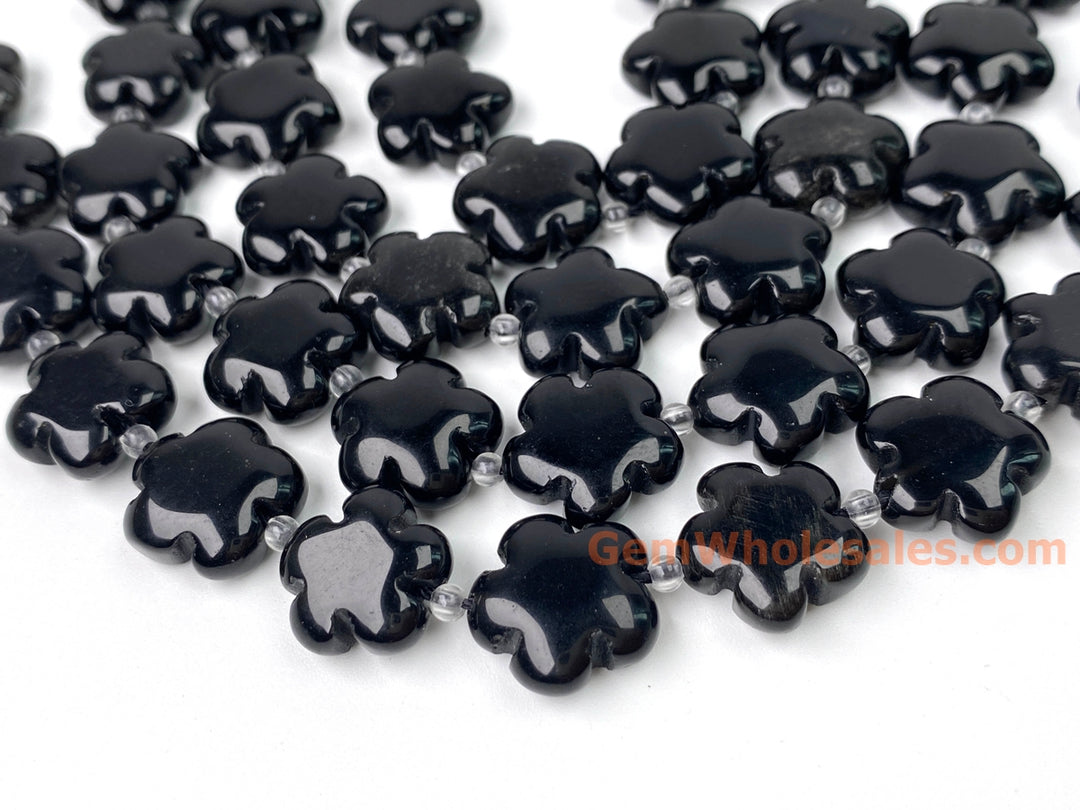15" 15mm/20mm natural rainbow black obsidian flower Gemstone beads