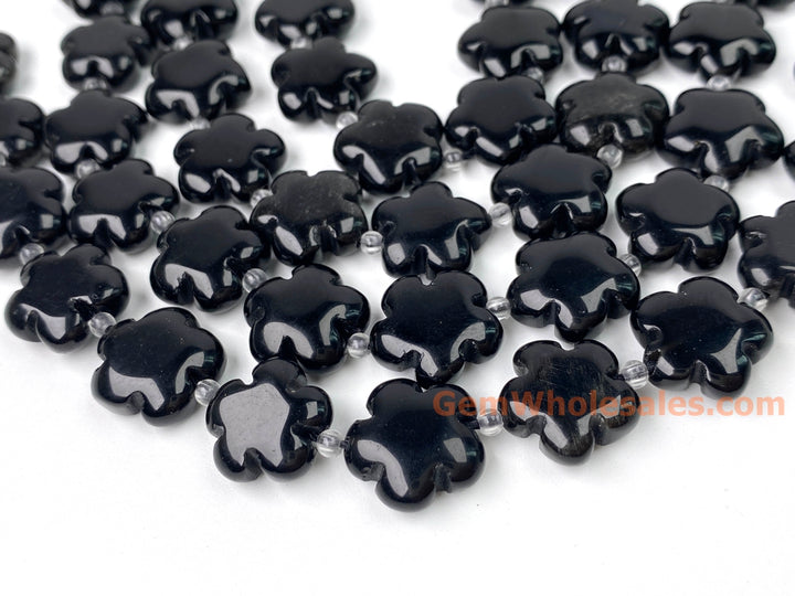 15" 15mm/20mm natural rainbow black obsidian flower Gemstone beads