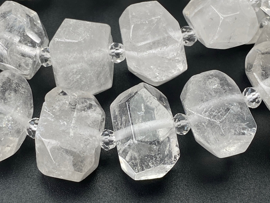 15.5" 15~20mm Natural Rock Quartz faceted nugget pendant beads