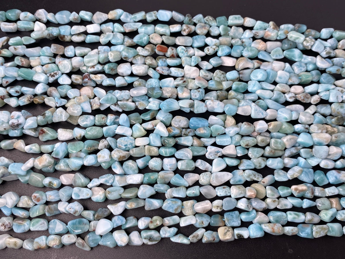 15.5" 6x8mm Natural genuine larimar nuggets gemstone beads