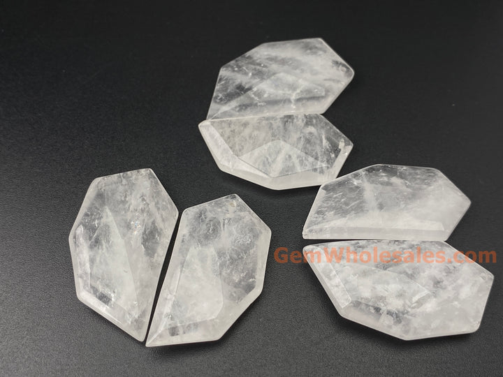 1PC 40x20mm Natural Clear Quartz Geometric Faceted Pendant