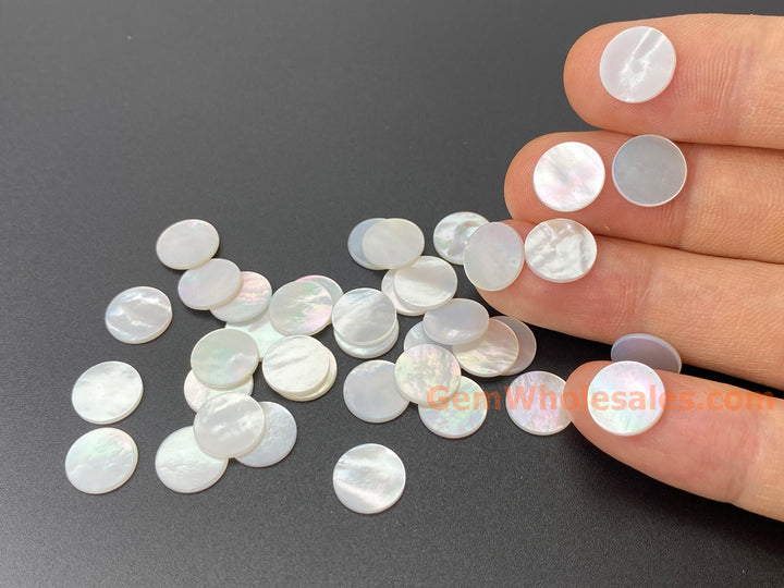 8mm/10mm white mother of pearl MOP undrilled coin beads, 20PCS